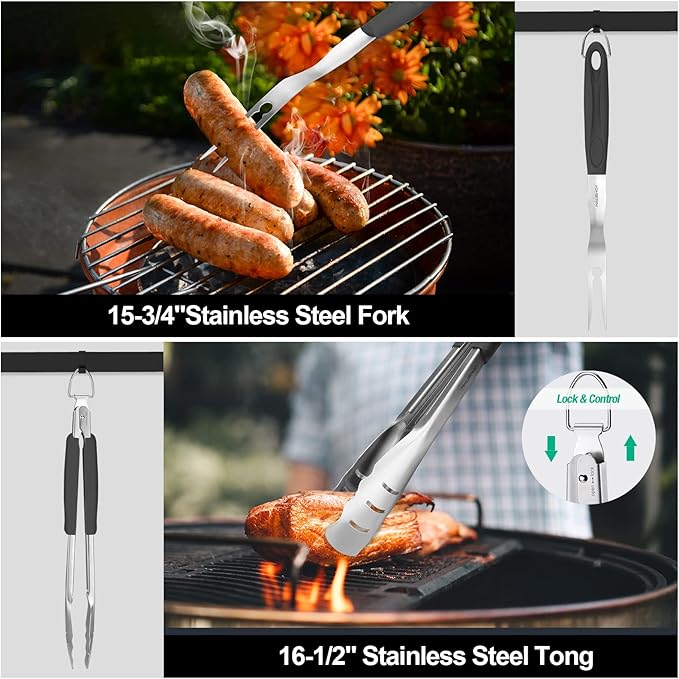 HAUSHOF Large Grilling Accessories, BBQ Grill Set, Heavy Duty Stainless Steel - Image 4