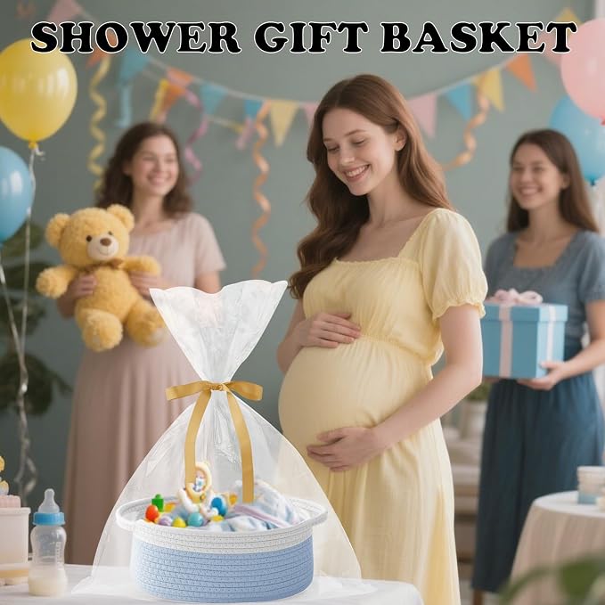 Gift Basket with Gift Bag and Ribbons, Small Rope Woven Shelf Storage, Baskets - Image 6