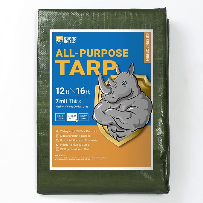 GUARD SHIELD Green Tarp Waterproof 12x16 Feet Medium Duty All Purpose Poly by GUARDSHIELD
