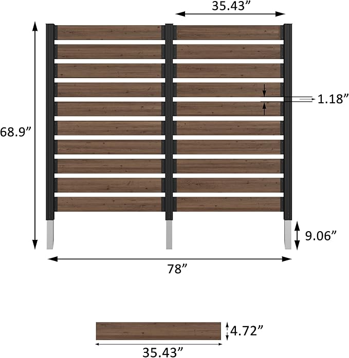 MUPATER 5FT×6.5FT No-Dig Wood Privacy Screen, Versatile Outdoor Screen - Image 3