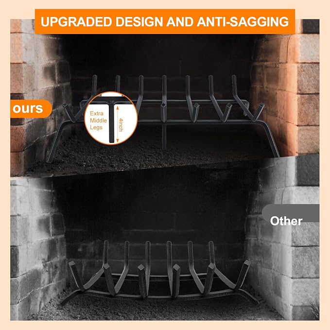 Fireplace Grate, Fireplace Log Holder, 30 inch Heavy Duty Solid Cast Iron - Image 6