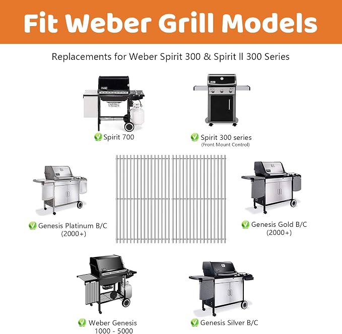 17.5 Inch Grill Grates for Weber Spirit 300 & Spirit II GS4 300 Series 3 Burner - Image 3