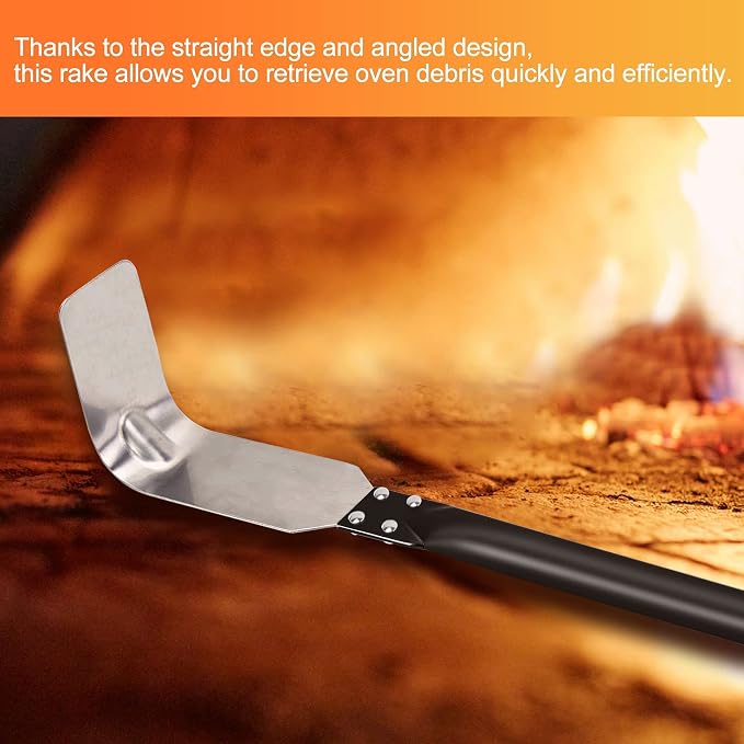 Pizza Turning Peel 9 Inch Perforated Pizza Peel and Pizza Brush Ash Rake 4 - Image 7