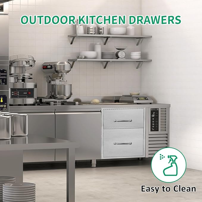 Outdoor Kitchen Drawers 14" W x 21" H x 21" D Stainless Steel Double Drawers - Image 5
