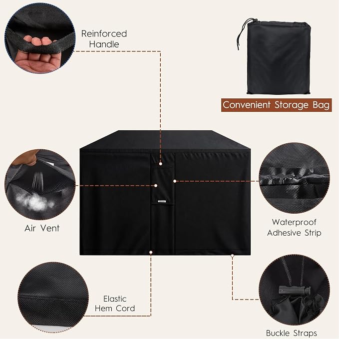 Outdoor Fire Pit Cover Square 44"L x 44"W x 24"H Heavy-Duty Waterproof 600d - Image 4