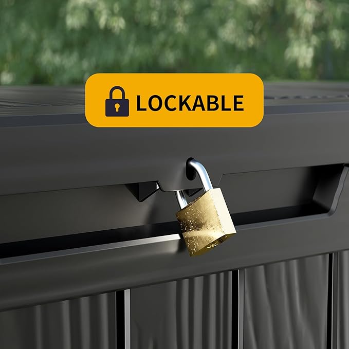 Outdoor Storage Box Waterproof, 200 Gallon Lockable Resin Large Deck Box - Image 5