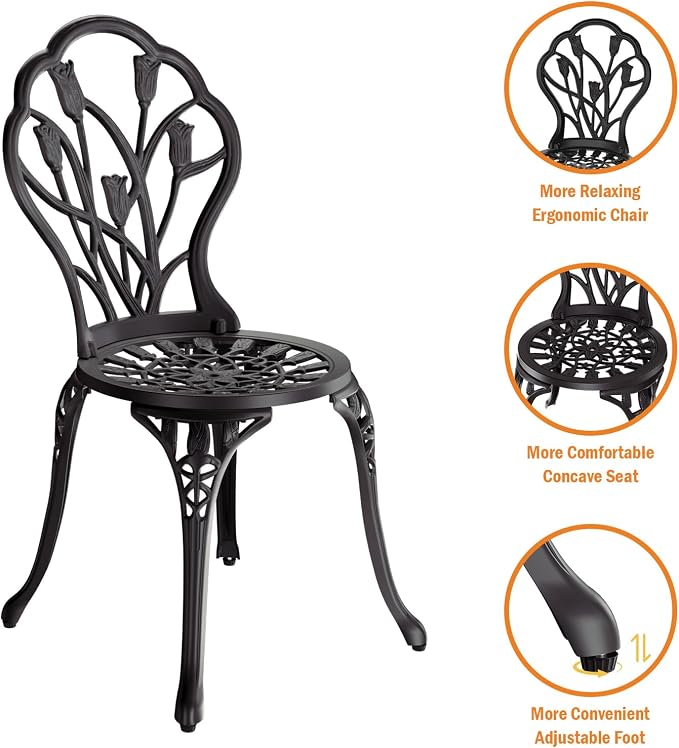 Outdoor Bistro Table and Chairs Set of 2, 3 Piece Patio Bistro Set w/Umbrella - Image 3