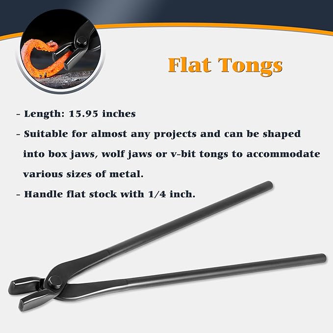 Knife Making Tongs Set, V-Bit Blade Tongs, 4-Piece, Black Steel