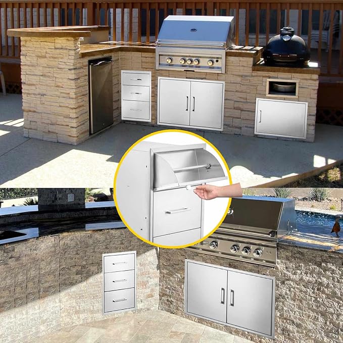 TIANAI Outdoor Kitchen Double Drawer w/Paper Towel Holder Combo Works - Image 7