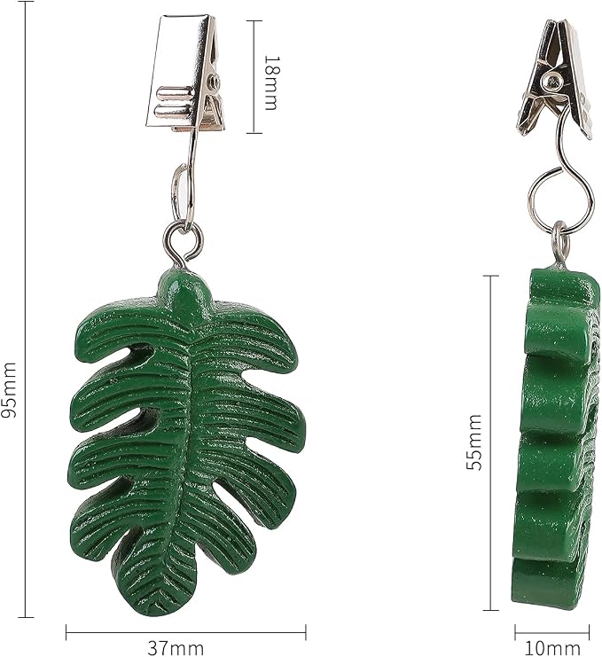 TwoFish Home Set of 4 Resin Green Leaves Tablecloth Weights Clips Handicraft - Image 3