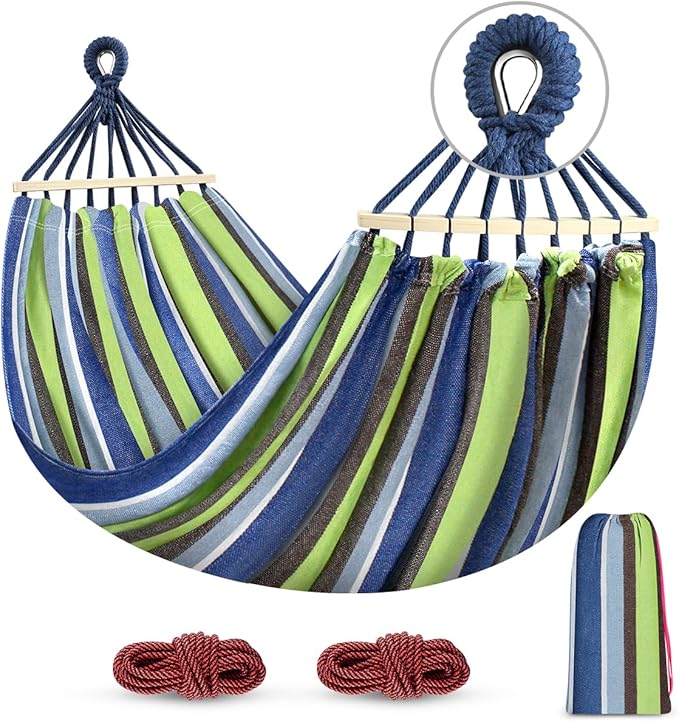 Camping Hammock with 320G Canvas, 550 lb Capacity, Light Green