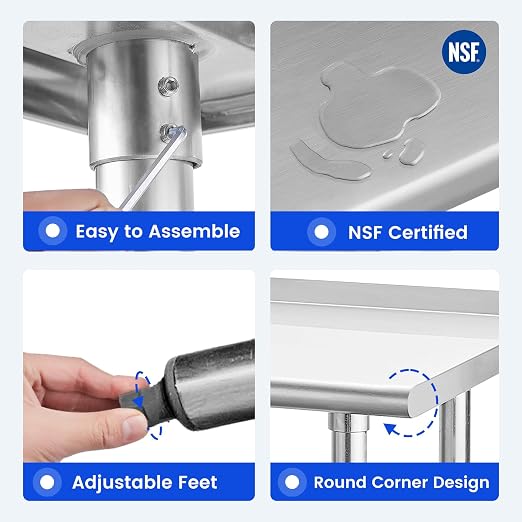 Hally Stainless Steel Table for Prep & Work 14 x 24 Inches, NSF Commercial - Image 6
