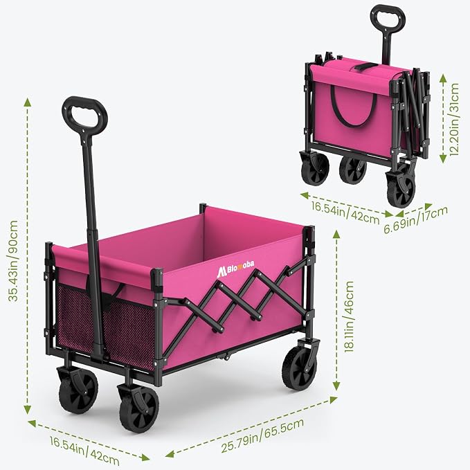 Collapsible Wagon with Wheels, 220 lbs Wagons Carts Foldable Wagon Cart with - Image 7