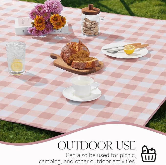 MOSAYT Rectangle Vinyl Tablecloth, 100% Waterproof Buffalo Gingham Plastic - Image 7