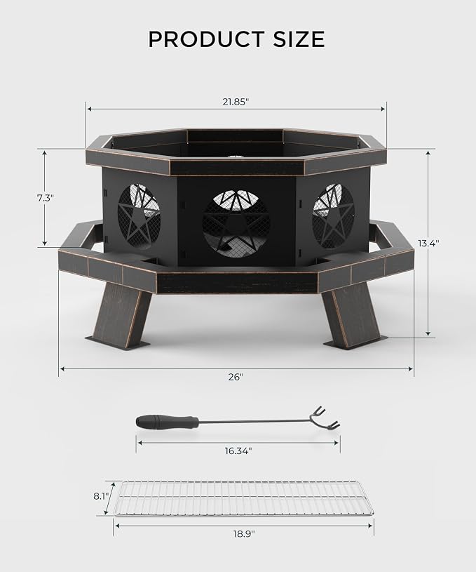 26 inch Fire Pit, Firepits for Outside Wood Burning Fire Pits - Image 6