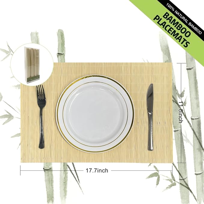 ANDSTAR Bamboo Placemats Set of 8 Waterproof - Image 2
