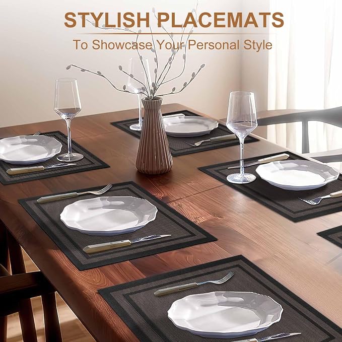 BETEAM Placemats Set of 6, Woven Vinyl Placemat - Image 6