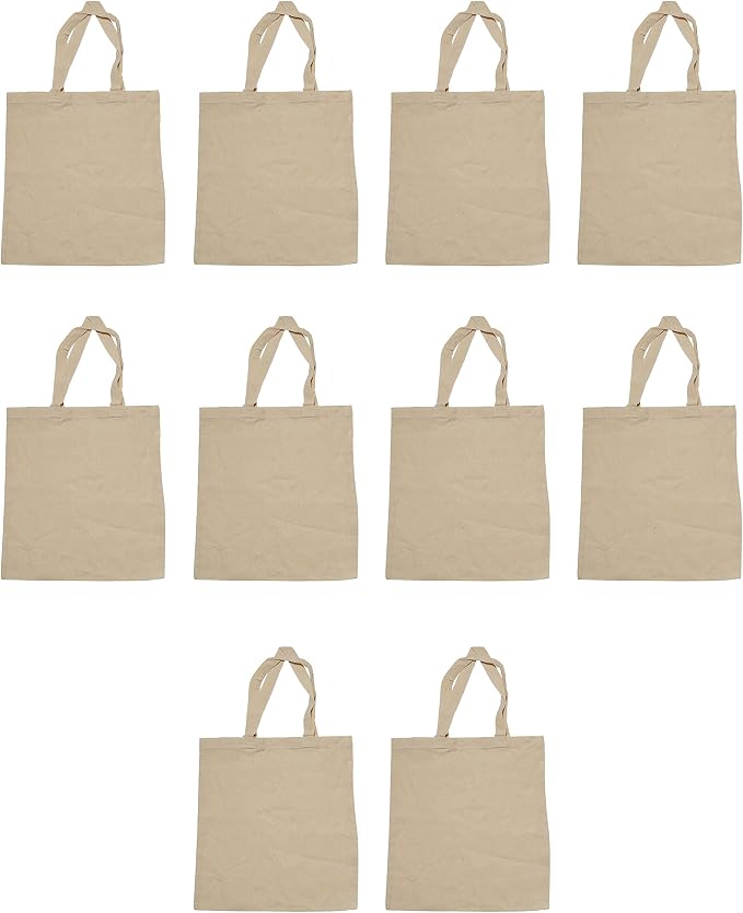 DISCOUNT PROMOS Cotton Canvas Tote Bags Set of 10, Bulk Pack by DISCOUNTPROMOS