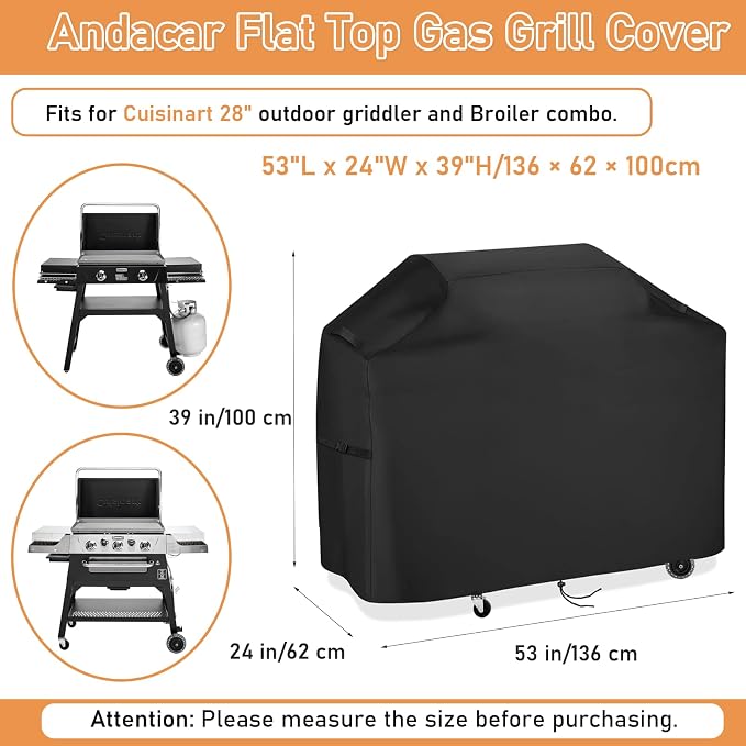Grill Cover for Cuisinart 28" Outdoor Flat-Top Barbecue Covers, Waterproof - Image 2