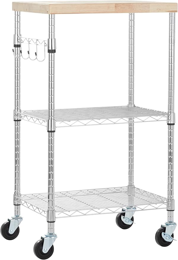 Amazon Basics Portable Kitchen 3-Tier Storage Rack on Caster Wheels by AmazonBasics