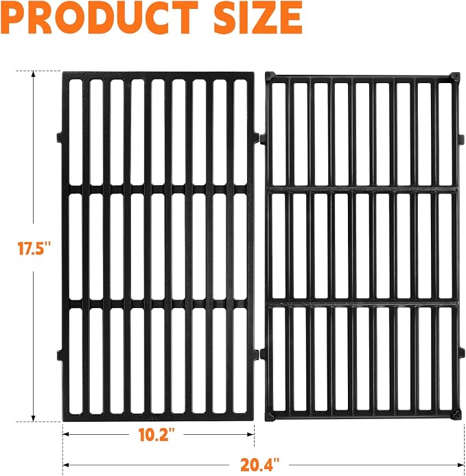 GGC 7637 Grill Grates for Weber Spirit E210 E220 S210 S220, 17.5" Cast Iron - Image 2