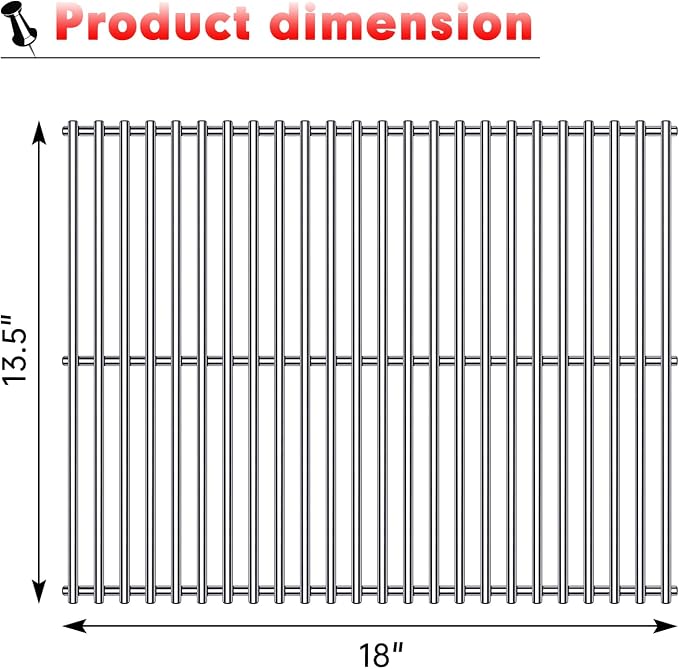 BBQ Grill Grates Replacement for Cuisinart Gas Grill CGG-200, Stainless Steel - Image 2