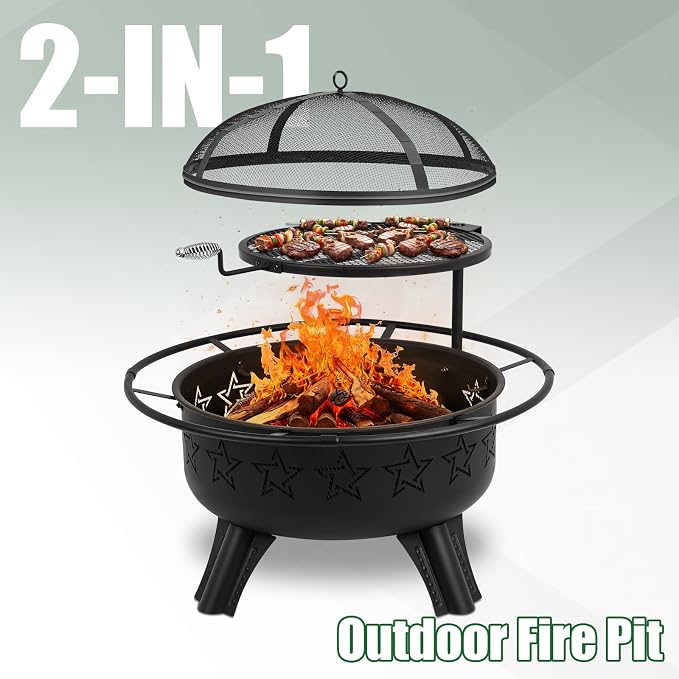 31" 2-in-1 Wood Burning Fire Pit - Image 6