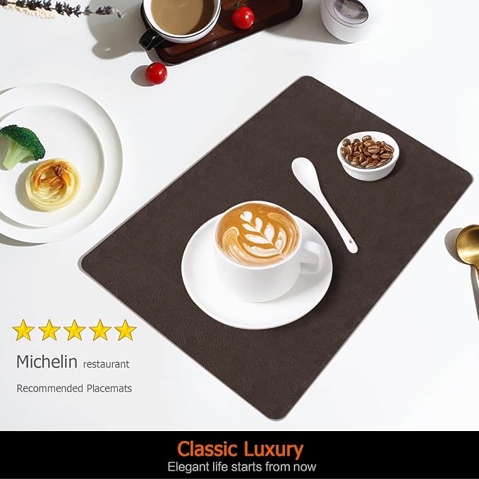 Vinyl Placemats Set of 4 Faux Leather 100% Waterproof Wipeable Washable Place - Image 2
