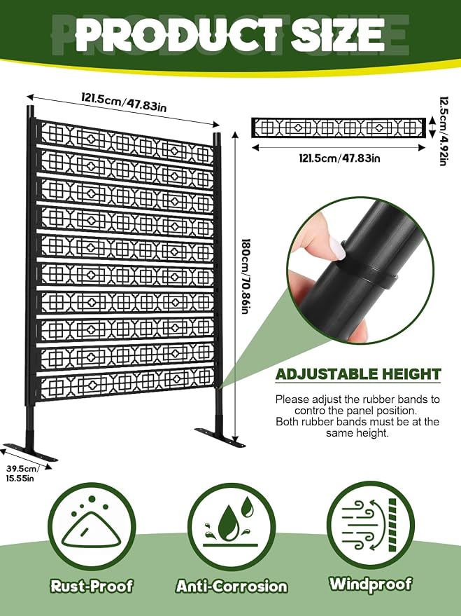 6FT Metal Privacy Screen for Outdoor, Kalolary Privacy Fence Screen - Image 2