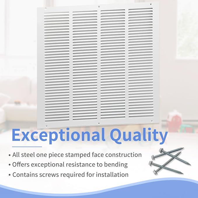 20"W x 20"H Steel Return Air Grille, Air Return Vent Cover - Image 2