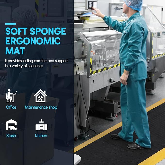 2 x 6 FT Anti Fatigue Mats Industrial 15/16 Inch Thick Soft Sponge Ergonomic - Image 6