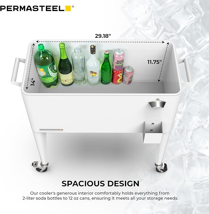 Permasteel 80 Quart Party Cooler, Rolling Ice Chest - Image 8