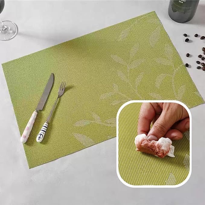 Leaf Placemats Set of 8, Non-Slip Heat-Resistant 18" x 12" Vinyl Washable - Image 6