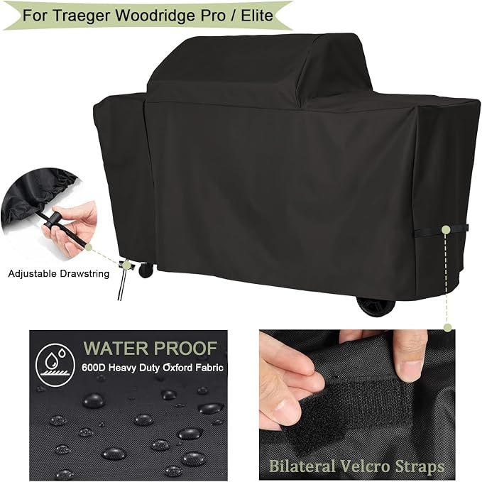 Grill Cover for Traeger Woodridge Pro and Woodridge Elite Grills, Waterproof - Image 3
