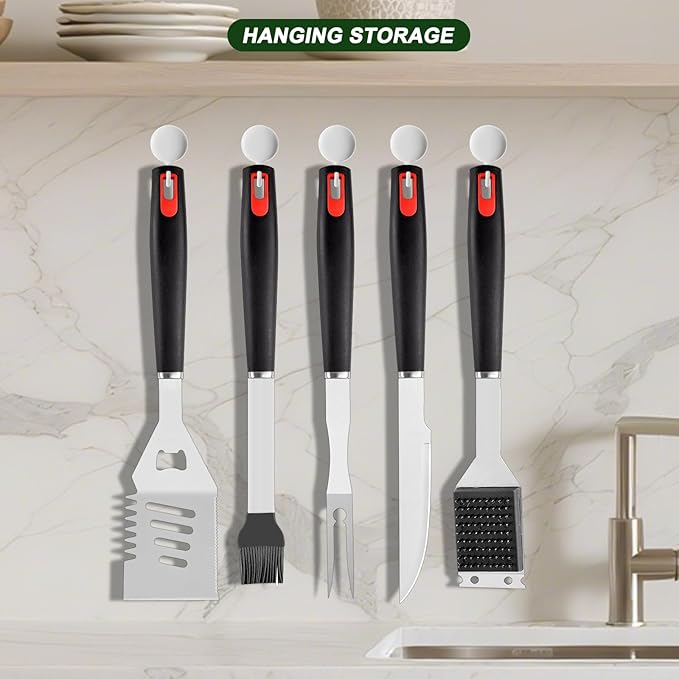 Barbecue Tool Set, 6-Piece Stainless Steel Grilling Accessories with Long Handles