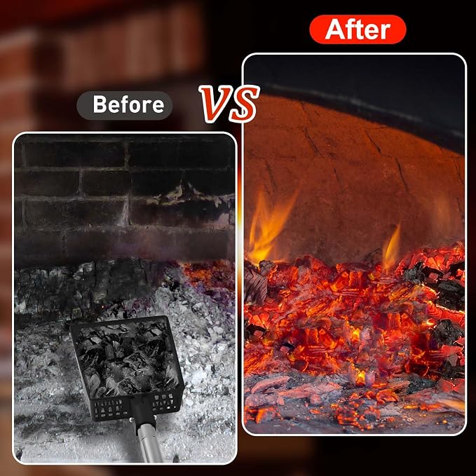 Long Handle Fireplace Ash Sifter, Hollow Out Metal Coal Shovel Adjustable - Image 4
