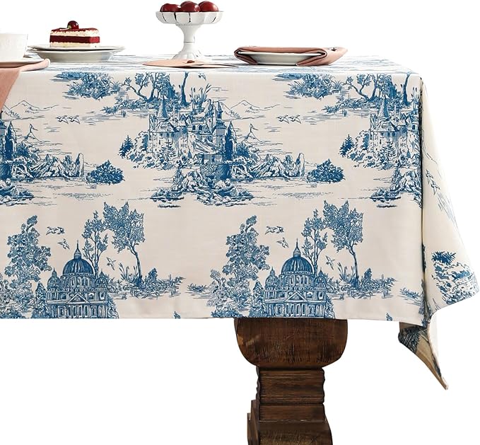 patdrea Designer Vintage Cyan Tablecloth by Welcometopatdrea