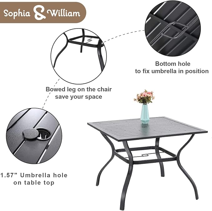 Sophia & William 5 Pieces Patio Dining Set - Image 3