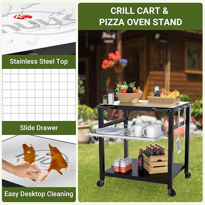 NUUK Grill Cart 30"x24" Pizza Oven Table - Image 5