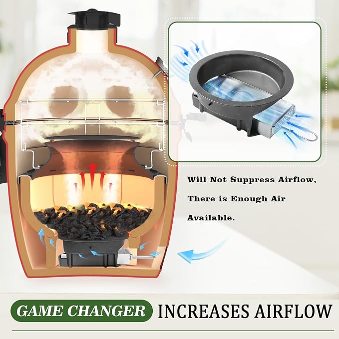 KAMaster 2 in 1 Cast Iron Ash Can Fit Kamado Grill Classic Joe, - Image 3