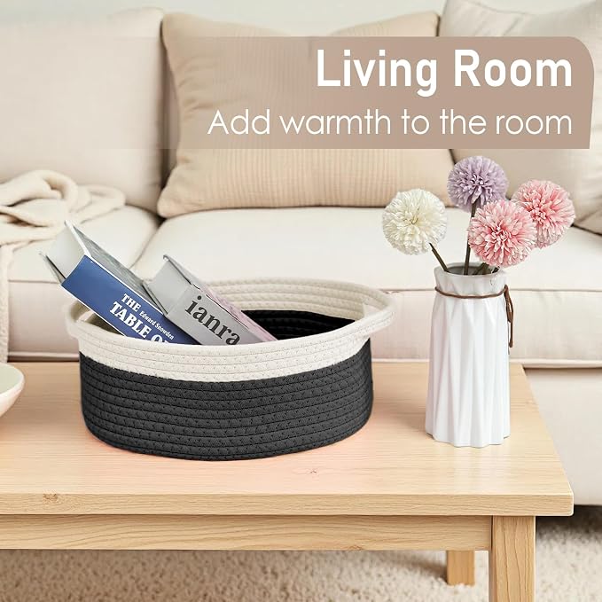 Woven Basket, Small Rope Storage Bin - Image 7