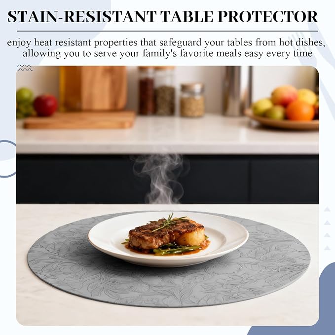 13'' Round Placemats Set of 6, PU Leather Table Mats, Non Slip Heat Resistant - Image 7