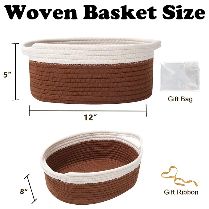 Gift Basket with Gift Bag and Ribbons, Small Rope Woven Shelf Storage, Baskets - Image 2