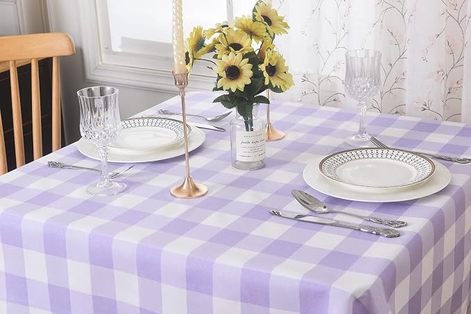 Cupuamon 2 Pack Waterproof Polyester Fabic Square Checkered Tablecloth，54x54 - Image 4