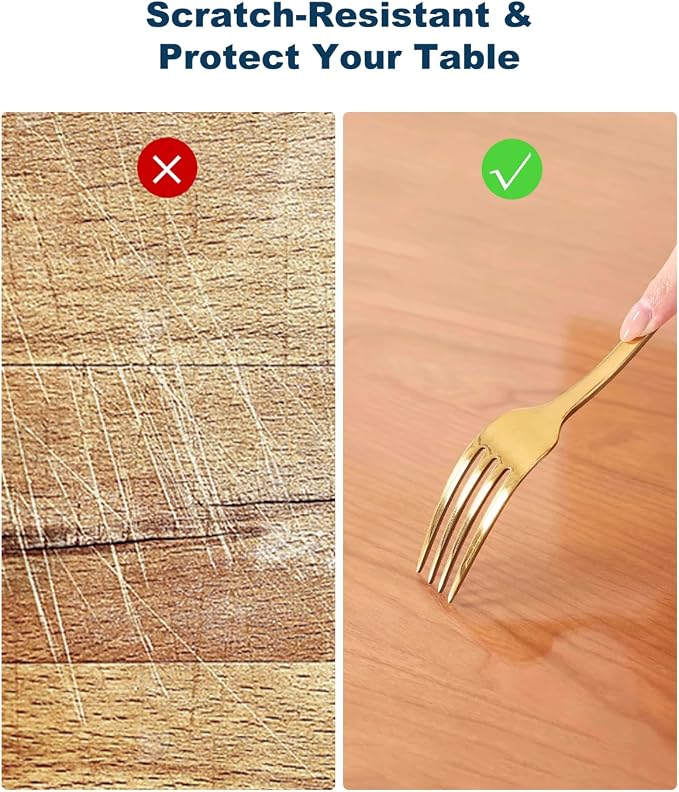Crystal Clear Plastic Table Cover Protector, 1.5mm Thick Waterproof Vinyl Table - Image 7