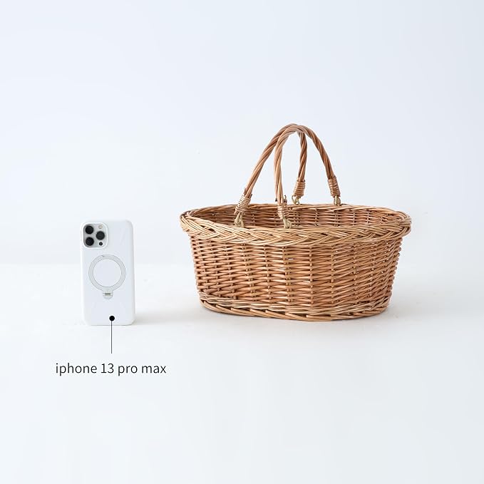 Wicker Picnic Basket with Handles, Handwoven Gift Basket, Shopping Basket - Image 5