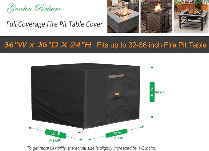 Fire Pit Cover 600D Heavy Duty Waterproof Fabric - Image 2