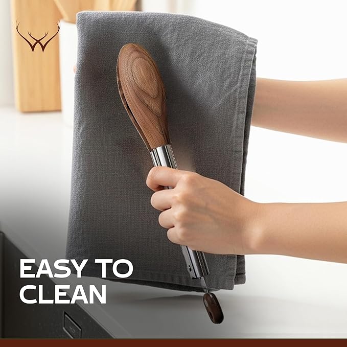 Tongs in Polished Walnut Wood for Grilling and Everyday Cooking