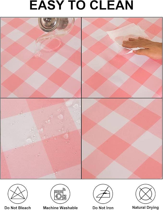 Cupuamon 2 Pack Waterproof Polyester Fabic Square Checkered Tablecloth，54x54 - Image 3