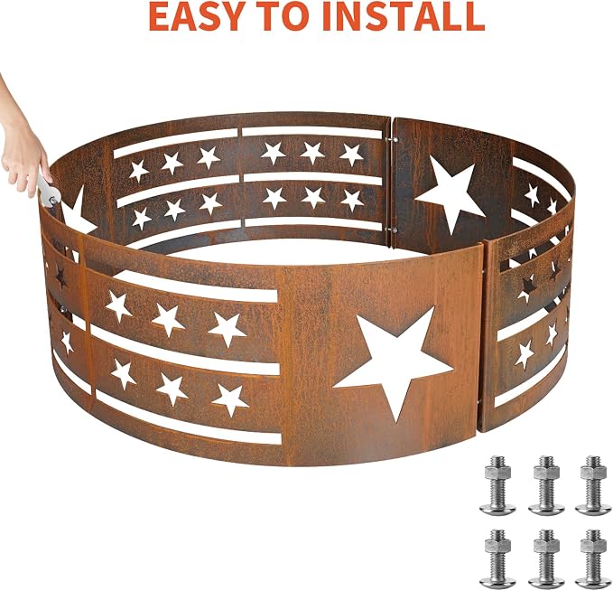 Fire Pit Ring, Outdoor Cooking Camping Steel Fire Ring Combo Insert DIY - Image 4